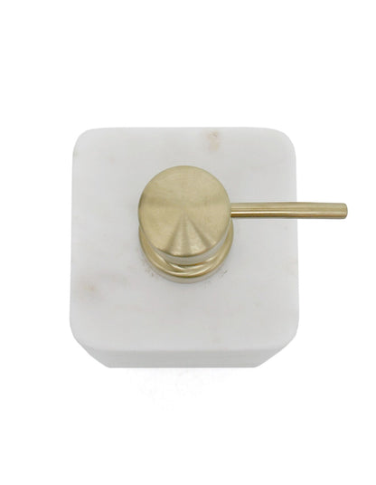 White Marble Brass Pump Lotion Dispenser White