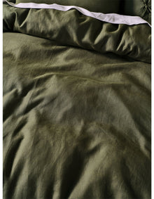 Washed Linen Queen Quilt Cover Set Olive