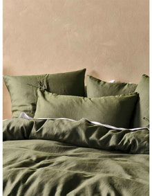 Washed Linen Standard Linen Pillowcase Olive