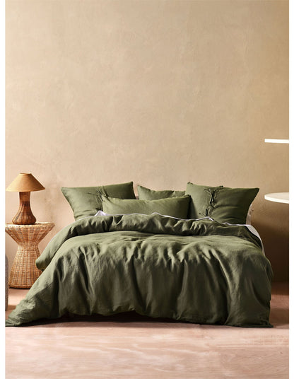 Washed Linen European Pillowcase Olive