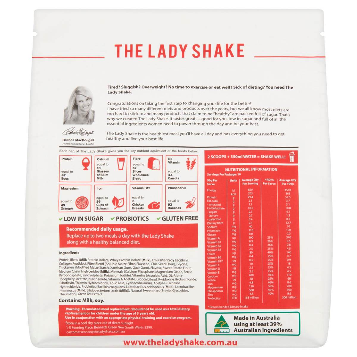 The Lady Shake Diet High Protein Low Sugar Vanilla Meal Replacement 560g