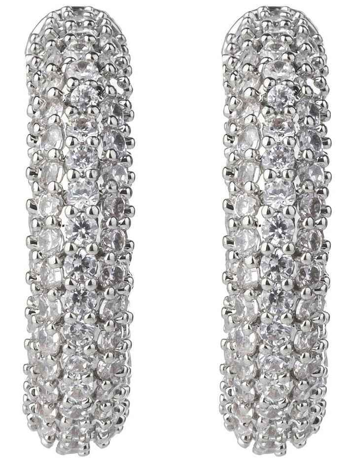 Pave Cubic Zirconia Hoops Earrings in Silver