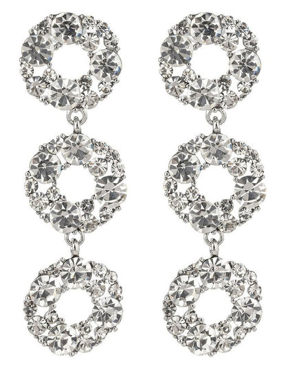 GJED024M Drop Circle Earrings in Silver