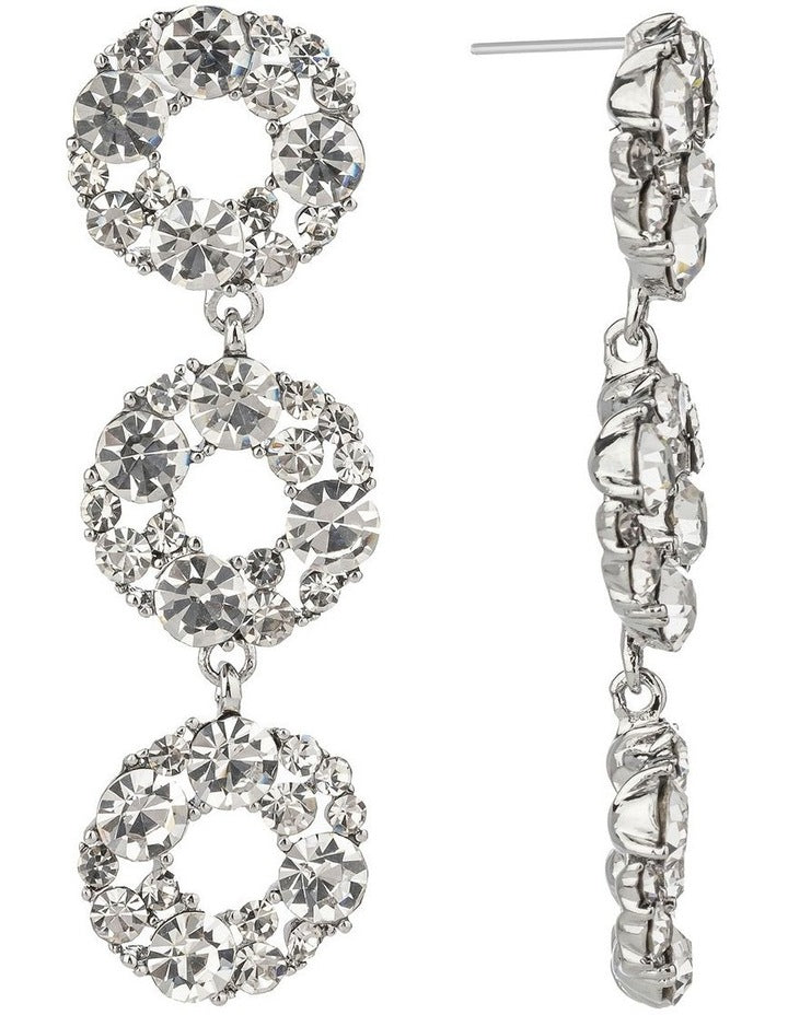 GJED024M Drop Circle Earrings in Silver