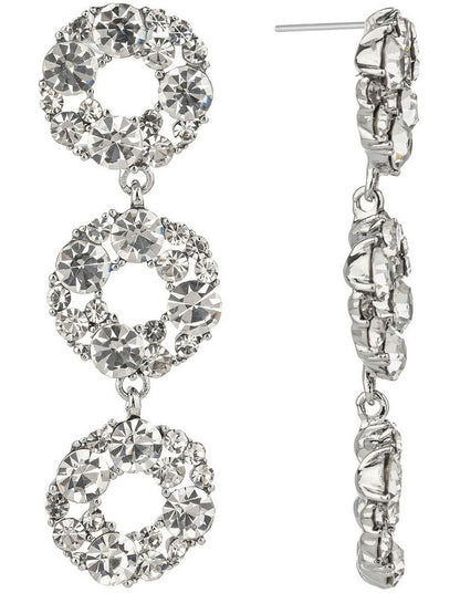 GJED024M Drop Circle Earrings in Silver