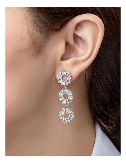 GJED024M Drop Circle Earrings in Silver