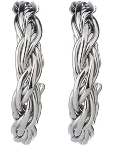 Woven Hoop Earrings in Silver