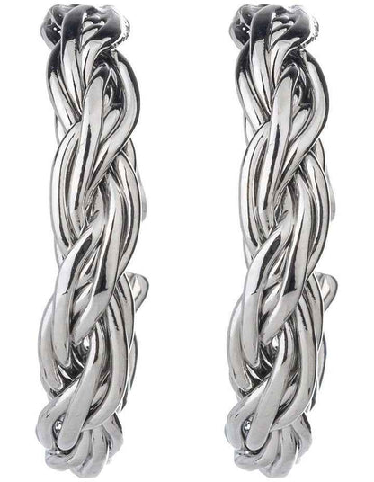 Woven Hoop Earrings in Silver