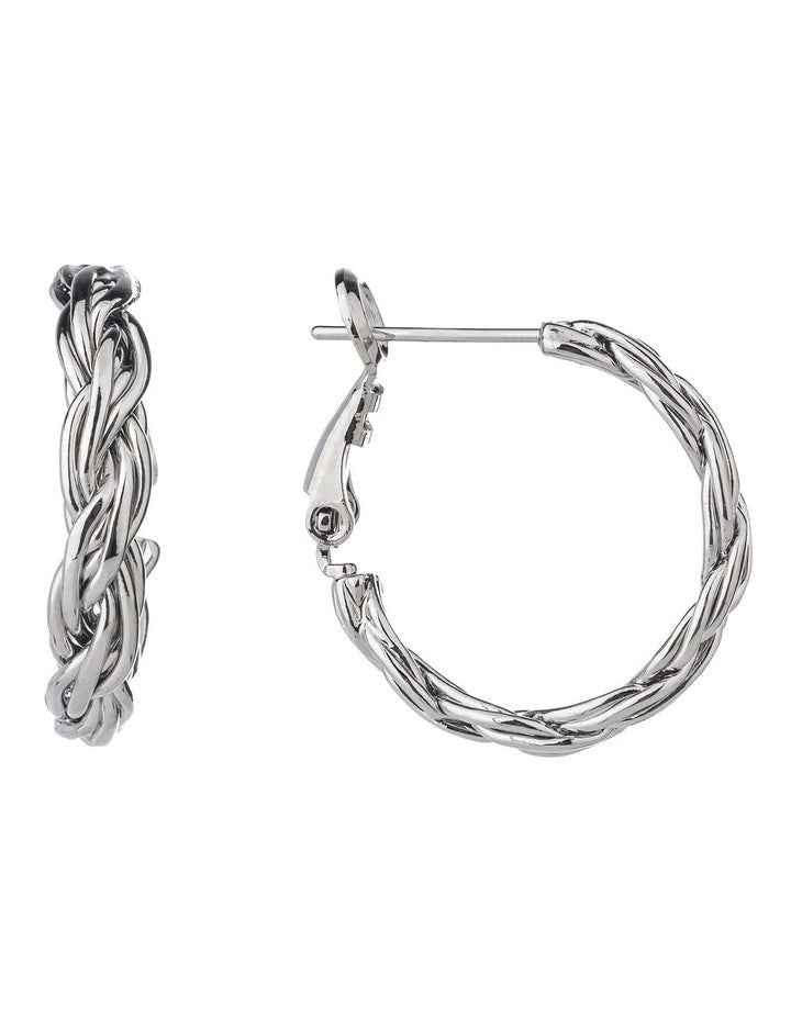 Woven Hoop Earrings in Silver