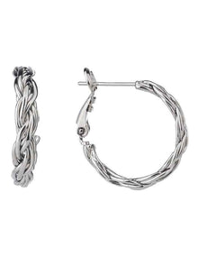 Woven Hoop Earrings in Silver