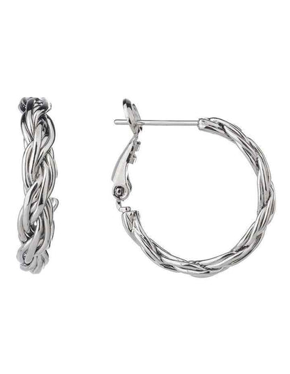 Woven Hoop Earrings in Silver