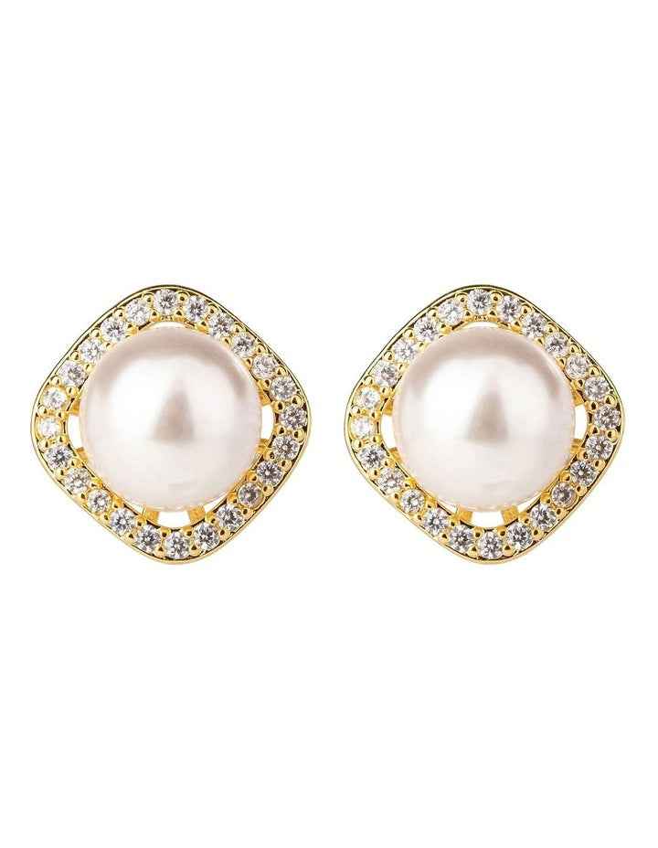 GJED022M - Pearl Stud Earrings in Gold