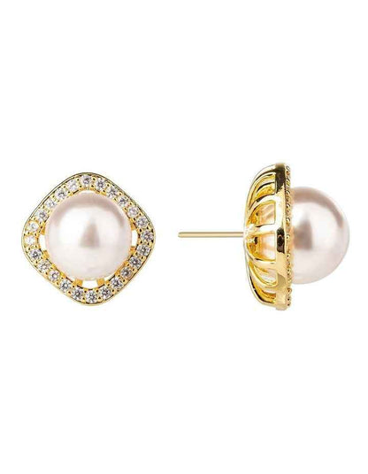 GJED022M - Pearl Stud Earrings in Gold