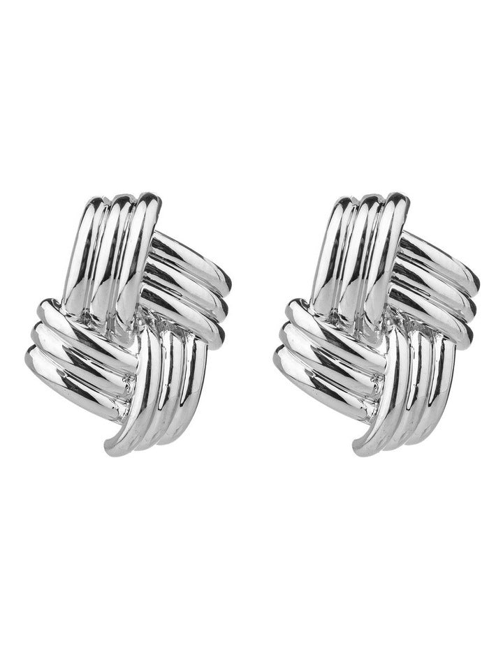 GJED028M Basket Weave Stud Earrings in Silver