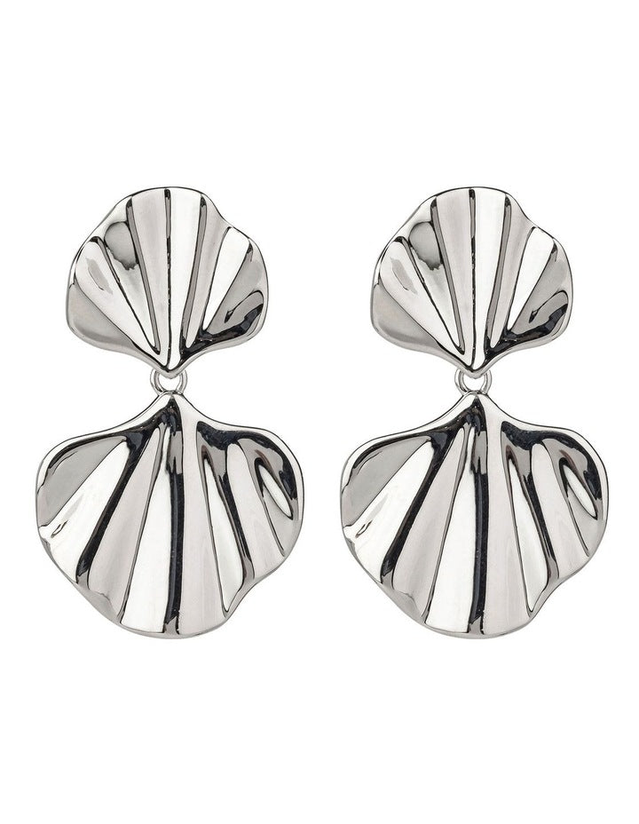 Fan Drop Earrings in Silver