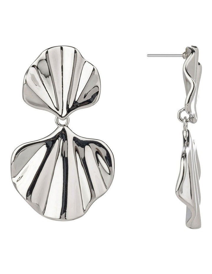 Fan Drop Earrings in Silver