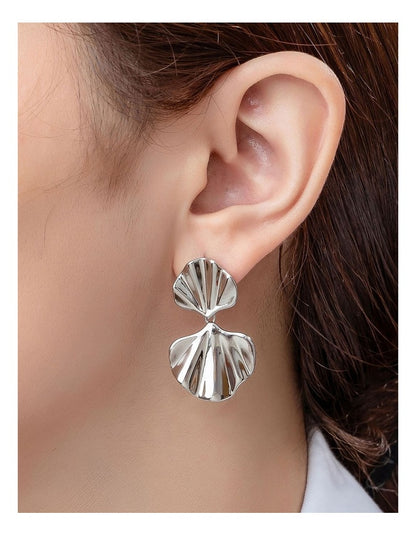 Fan Drop Earrings in Silver