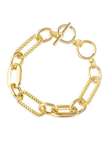 GJBD001M - Chain and link bracelet in Gold