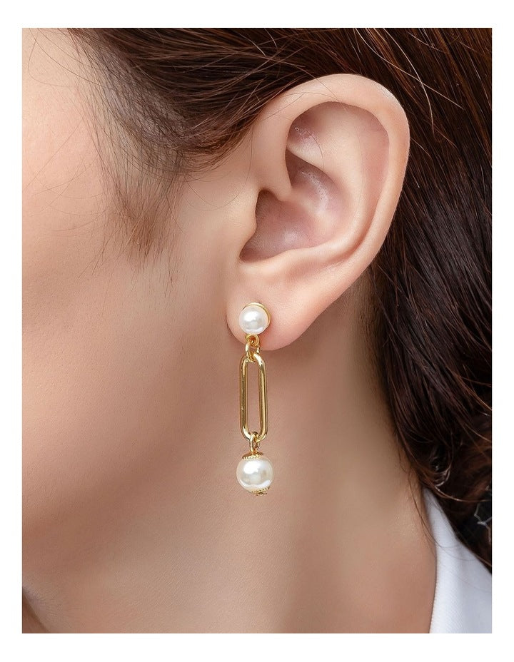 Pearl Drop Earrings in Gold