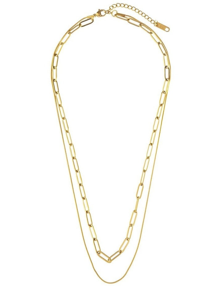 Layered Chain Necklace in Gold