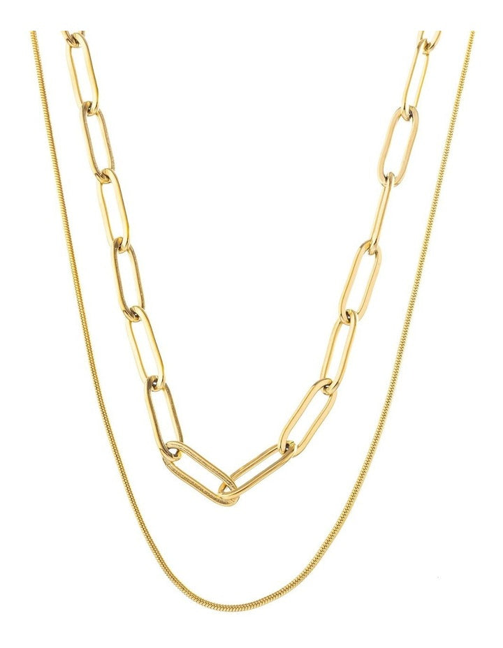 Layered Chain Necklace in Gold