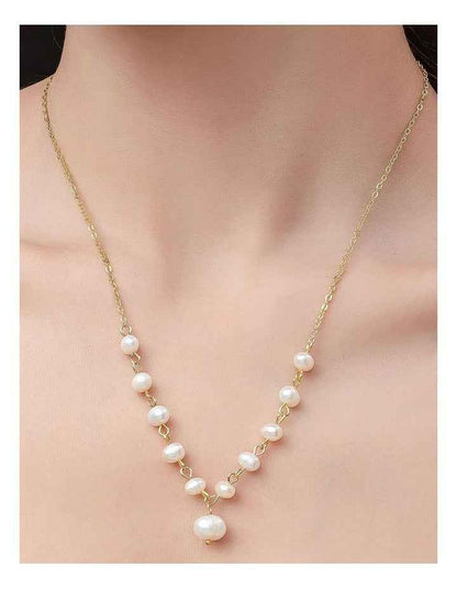 GJND009M - Fine chain pearl necklace in Gold