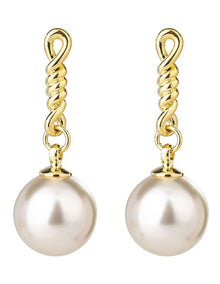 Chain Drop Pearl Earrings in Gold
