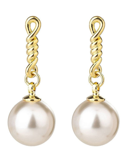 Chain Drop Pearl Earrings in Gold