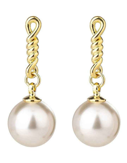 Chain Drop Pearl Earrings in Gold