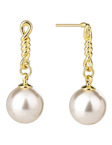 Chain Drop Pearl Earrings in Gold
