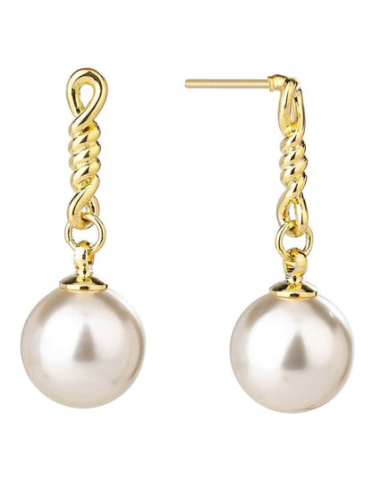 Chain Drop Pearl Earrings in Gold