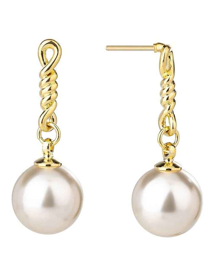 Chain Drop Pearl Earrings in Gold
