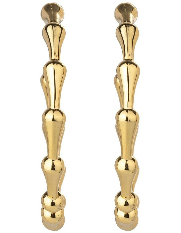 Bamboo Hoop Earrings in Gold