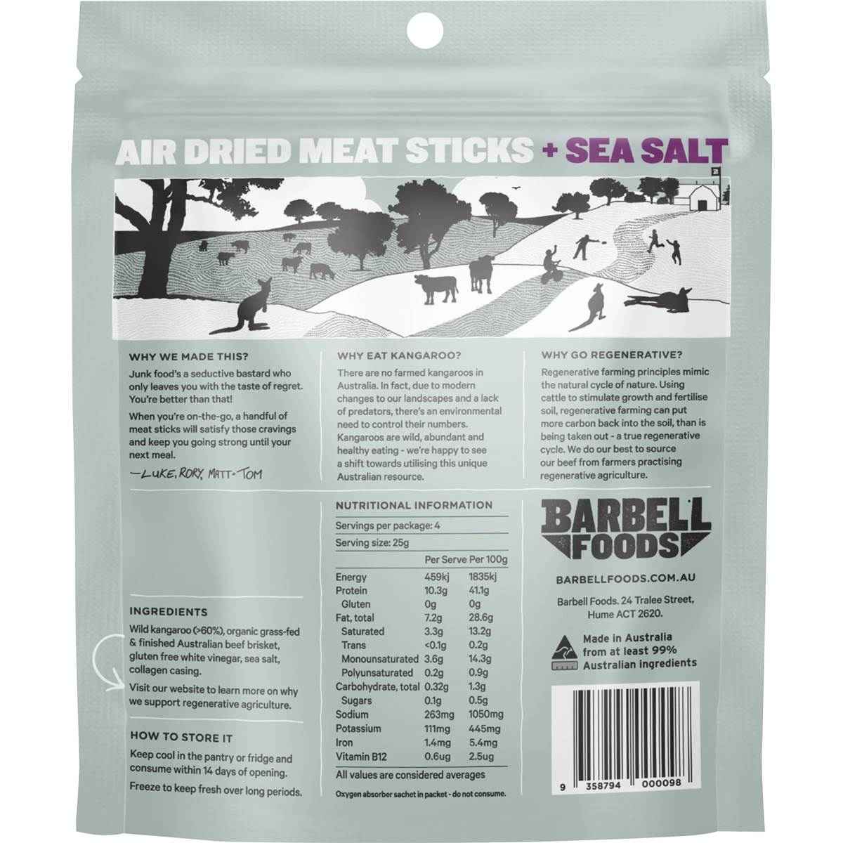 Barbell Mini Meat Sticks Sea Salt 100g