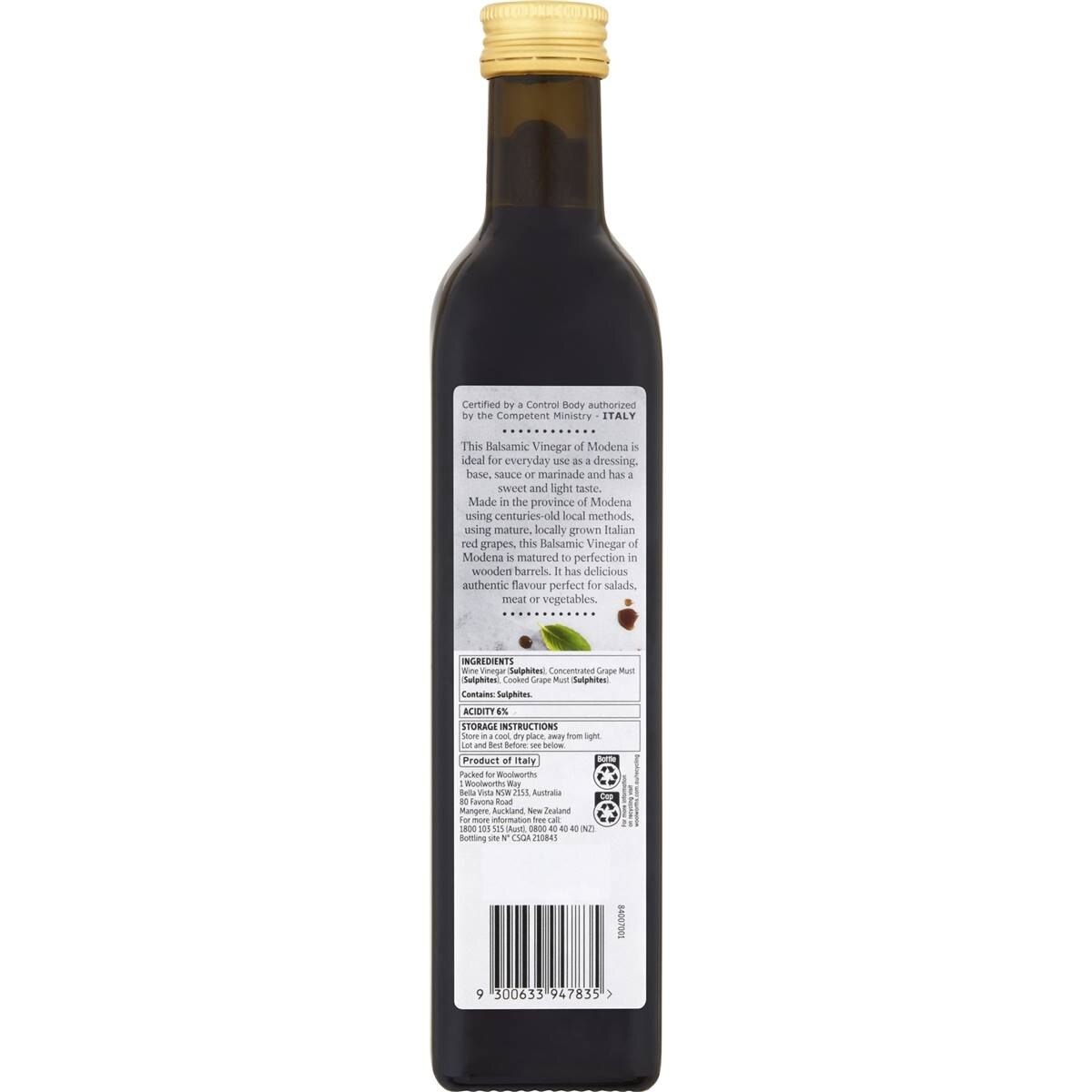 Woolworths Balsamic Vinegar 500ml
