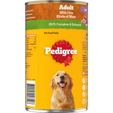 Pedigree Adult Wet Dog Food with Five Kinds of Meat Loaf Can 1.2kg