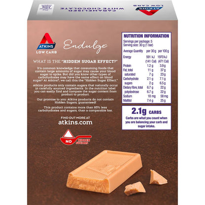 Atkins Endulge Caramelised White Chocolate Low Carb Bar 5 Pack