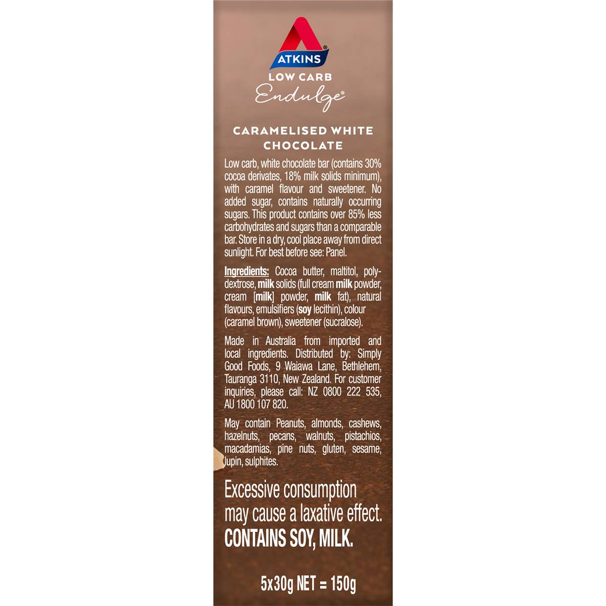 Atkins Endulge Caramelised White Chocolate Low Carb Bar 5 Pack