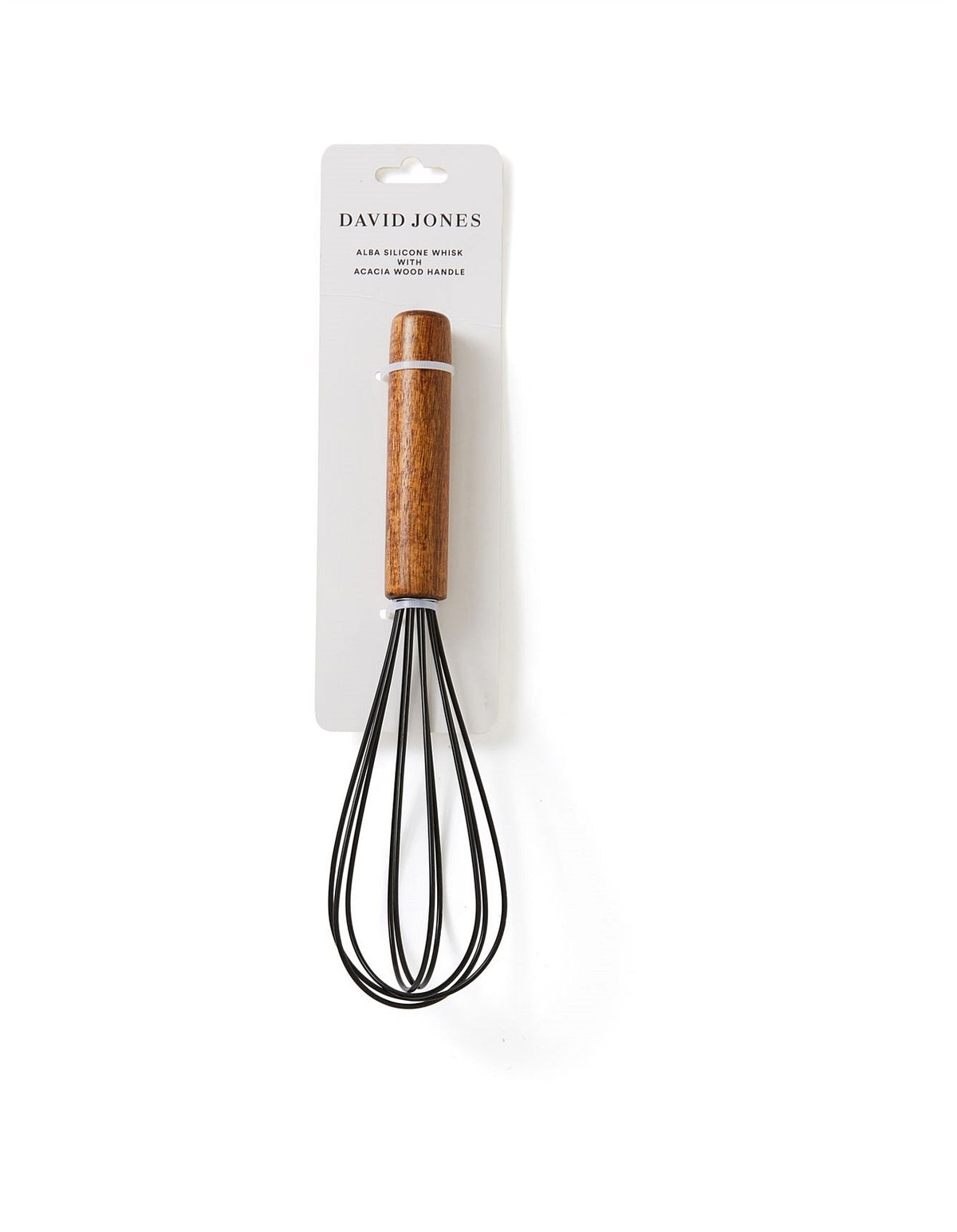 Alba 25.5cm Silicone Whisk Acacia Wood Handle Black