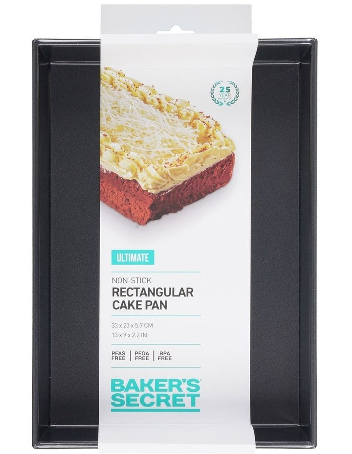 Ultimate Non-Stick Rectangular Cake Pan 33x23cm in Black