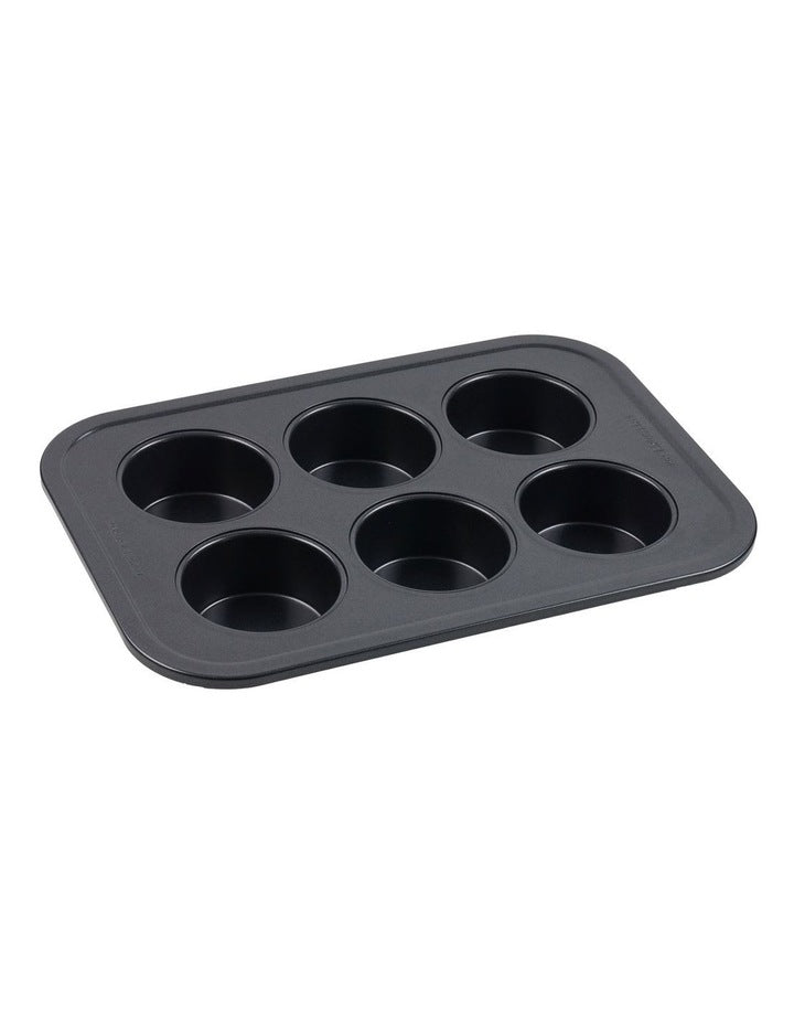 Ultimate Non-Stick 6 Cup Large Muffin Pan 37x25cm in Black