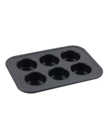Ultimate Non-Stick 6 Cup Large Muffin Pan 37x25cm in Black