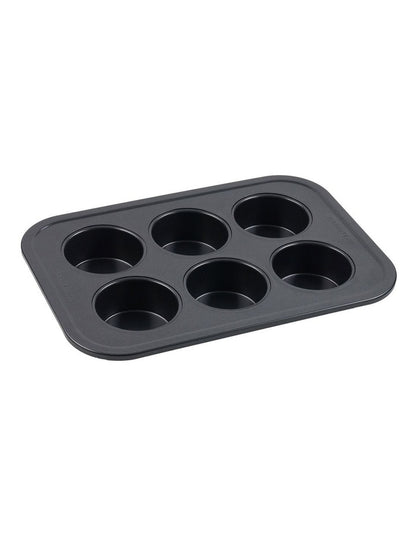Ultimate Non-Stick 6 Cup Large Muffin Pan 37x25cm in Black