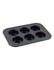 Ultimate Non-Stick 6 Cup Large Muffin Pan 37x25cm in Black