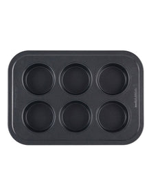 Ultimate Non-Stick 6 Cup Large Muffin Pan 37x25cm in Black