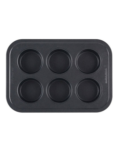 Ultimate Non-Stick 6 Cup Large Muffin Pan 37x25cm in Black