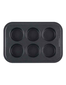 Ultimate Non-Stick 6 Cup Large Muffin Pan 37x25cm in Black