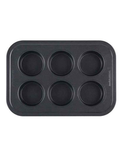 Ultimate Non-Stick 6 Cup Large Muffin Pan 37x25cm in Black