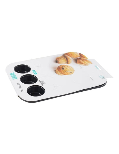 Ultimate Non-Stick 12 Cup Muffin Or Cupcake Pan 40x29cm in Black