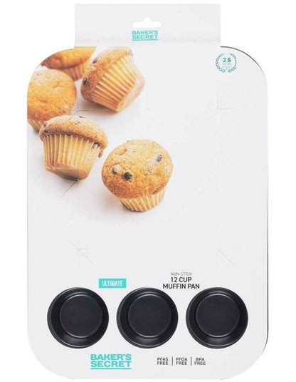 Ultimate Non-Stick 12 Cup Muffin Or Cupcake Pan 40x29cm in Black